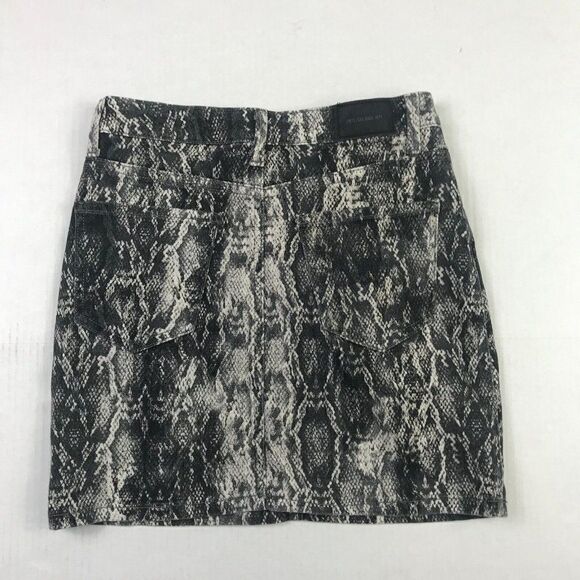 ZARA Womens Mini Denim Skirt Snakeskin Print Stretch Pockets Front Zip Size XS - Picture 9 of 10